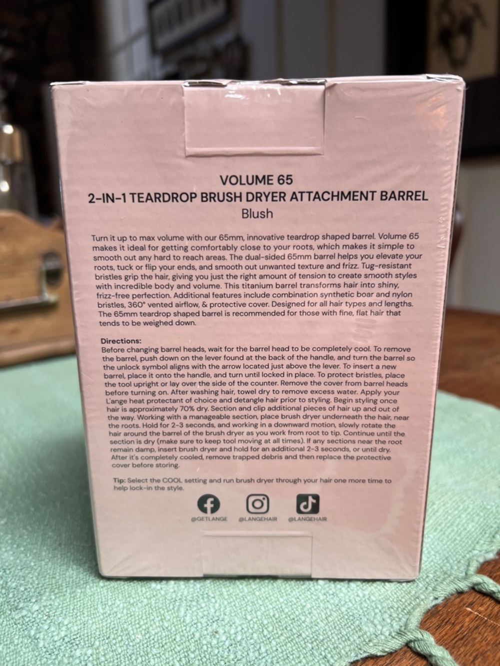 NWT L'ange Pink 2-in-1 Teardrop Brush Dryer Attachment Barrel - Picture 3 of 5